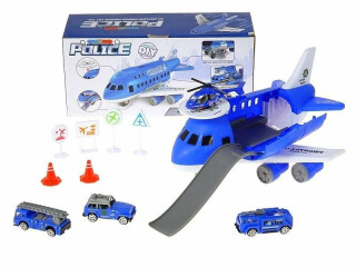 Policejní letecká základna – letadlo s autíčky a doplňky