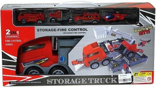 Hasičský vůz - přepravní základna, se zvedákem a odpalovacím zařízením, 3 kovová vozidla; - 