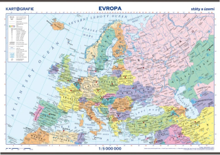 Evropa – státy a území – školní nástěnná mapa