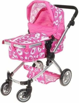 Kočárek pro panenky (hluboký) - růžový - 