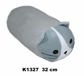 Plyšák Kočka válec šedá – 35 cm - 