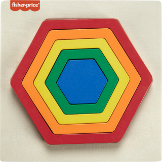 Dřevěná duhová vkládačka - šestiúhelník - 