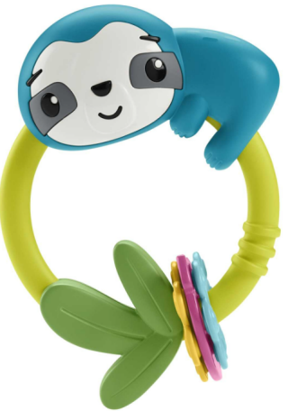 Chrastítko a kousátko 2v1 Fisher-Price – Lenochod s posuvnými tvary - 