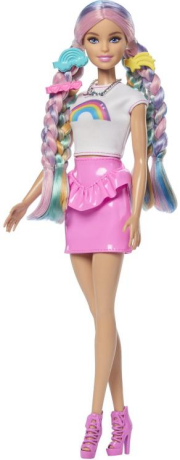 Barbie panenka duhové vlasy s třpytivým stylingem - 