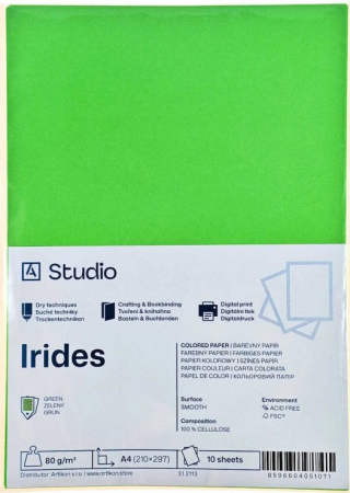 Barevný papír A4 80g Irides – zelený 10 listů - 