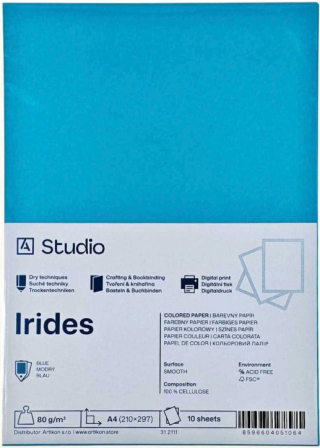 Barevný papír A4 80g Irides – modrý 10 listů - 