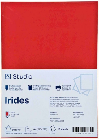 Barevný papír A4 80g Irides – červený 10 listů - 