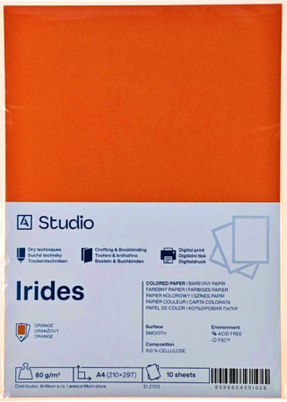 Barevný papír A4 80g Irides – oranžový 10 listů - 