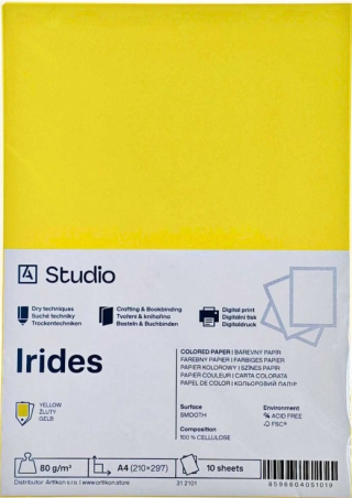 Barevný papír A4 80g Irides – žlutý 10 listů - 