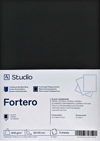 Černá lepenka Fortero 1015g 30x40cm, 5 listů - 