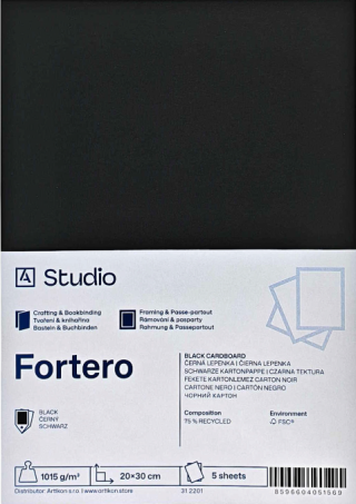 Černá lepenka Fortero 1015g 20x30cm, 5 listů - 