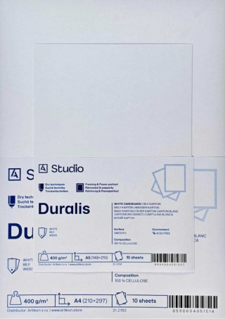 Bílý karton Duralis 400g A5, 10 listů - 