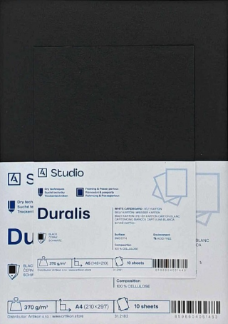 Černý karton Duralis 370g A4, 10 listů - 