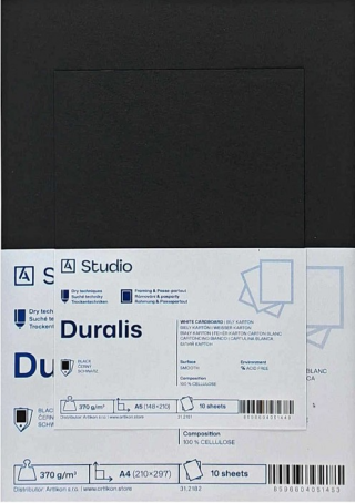 Černý karton Duralis 370g A5, 10 listů - 