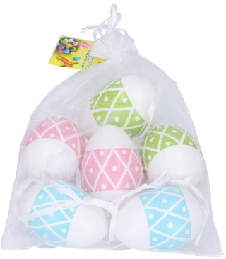 Vajíčko W044995 dekorační plastové barevné 4x6 cm, 6 ks - 