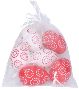 Vajíčko W045013 dekorační plastové červenobílé 4x6 cm, 6 ks - 