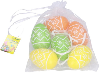 Vajíčko W044996 dekorační plastové různé barvy 4x6 cm, 6 ks - 