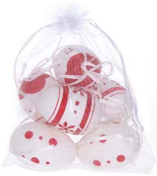Vajíčko W033824 dekorační plastové malované 6 cm, 6ks v organza sáčku - 