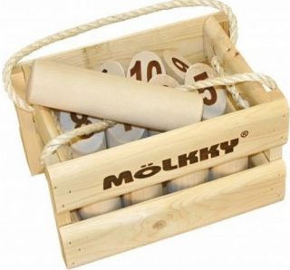 Dřevěná venkovní hra s kolíky v dřevěné bedýnce - 