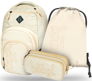 3 SET Coolmate Beige: batoh, penál, sáček - -