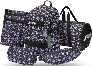 5 SET Skate Kuromi Black: batoh, penál, sáček, ledvinka, obal na notebook - 