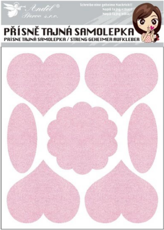 Samolepka 15072 přísně tajná seškrabávací se srdíčky 15 x 21 cm, 2 archy - 