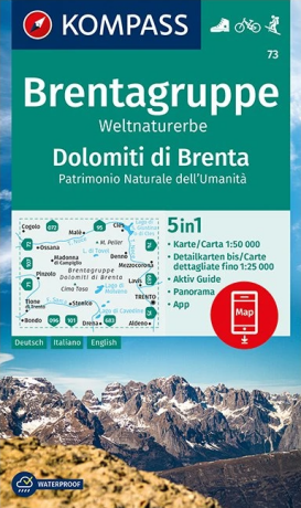 Brentagruppe, Weltnaturerbe, Dolomiti di Brenta 1:50 000 / turistická mapa KOMPASS 73 - 