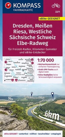 Dresden, Meißen, Westliche Sächsische Schweiz 1:70 000 / cykloturistická mapa KOMPASS 3371 - 