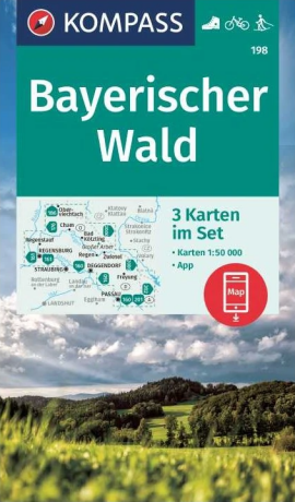 Bayerischer Wald 1:50 000 / sada 3 turistických map KOMPASS 198 - 