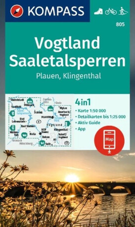 Vogtland, přehrady Saale, Plauen, Klingenthal 1:50 000 / turistická mapa KOMPASS 805 - 