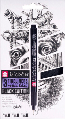 Sada Pigma Micron Black - tech.fixy 3ks+ pouzdro - 