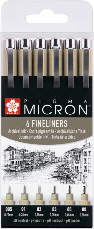 Sada Pigma Micron Black - technické fixy 6ks - 