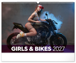 Nástěnný kalendář Girls & Bikes 2027, 48 x 33 cm - 