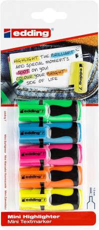 Zvýrazňovače EDDING mini 7, sada 5ks, neon - 