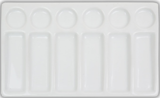 Porcelánová malířská paleta Daler Rowney - obdélníková, 6 pozic - 