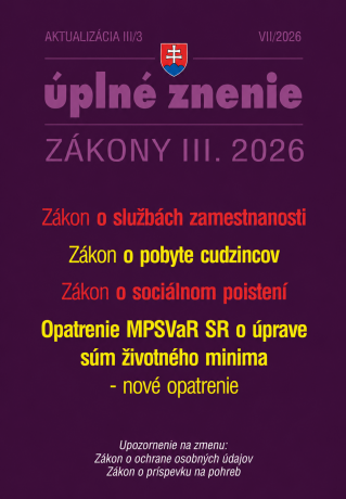 Aktualizácia III/3 2026 – Zamestnanosť - 