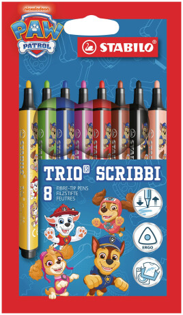 Vláknový fix - STABILO Trio Scribbi PAW Patrol - 8 ks sada - s potiskem designu PAW Patrol - 