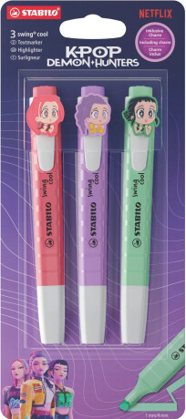 STABILO swing cool KPop Demon Hunters - 3 ks blister - s ozdobami Rumi, Mira a Zoey - 