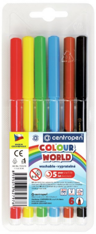 Centropen Fixy COLOUR WORLD 7550 trojboké, sada 6 barev - neuveden