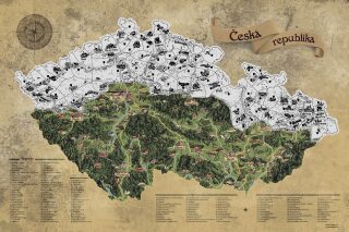Stírací mapa Česka – stříbrná Deluxe XL - neuveden
