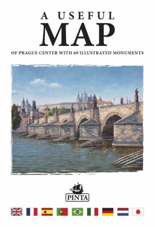 A USEFUL MAP - Praktická mapa centra Prahy s 69 ilustracemi historických památek (stříbrná) - Daniel Pinta