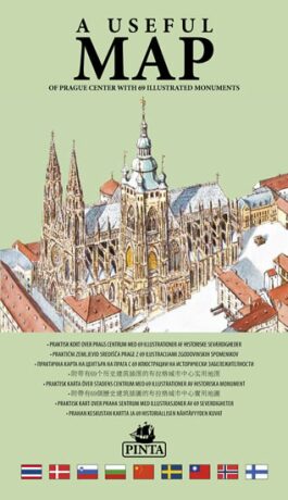A USEFUL MAP - Praktická mapa centra Prahy s 69 ilustracemi historických památek (zelená) - Daniel Pinta