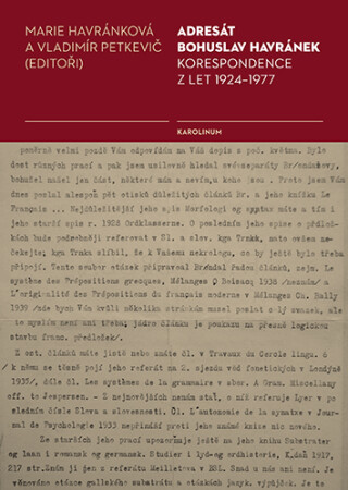 Adresát Bohuslav Havránek - Marie Havránková,Vladimír Petkevič