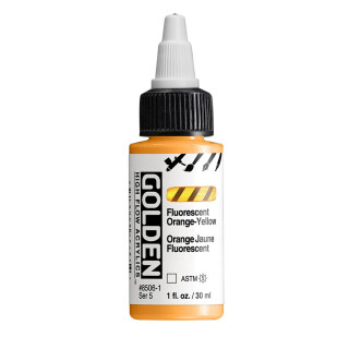 Akrylová barva Golden High Flow 30 ml - Fluorescent Orange Yellow 8506 - 