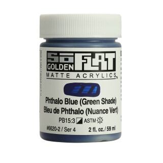 Akrylová barva Golden SoFlat Matte 59 ml - 6620 Phthalo Blue (Green Shade) - 
