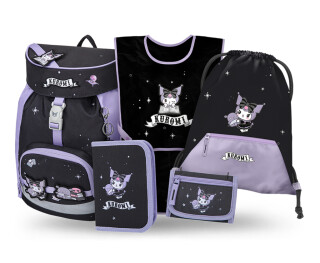 5 SET Airy Kuromi Fortune Dream: batoh, penál, sáček, zástěra, peněženka - Neuveden