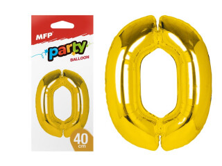 Balónek č. 0 nafukovací fóliový 40 cm - zlatý - 