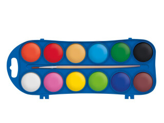 Barvy vodové 12 barev 27mm + štětec - 