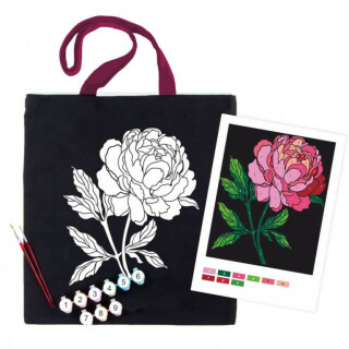 Bavlněná taška s motivem pro pomalování 38x42cm – Jemná pivoňka - 