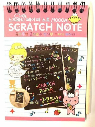 Blok škrabacích papíru, prázdé, duhové + bambusové škrabací pero - neuveden